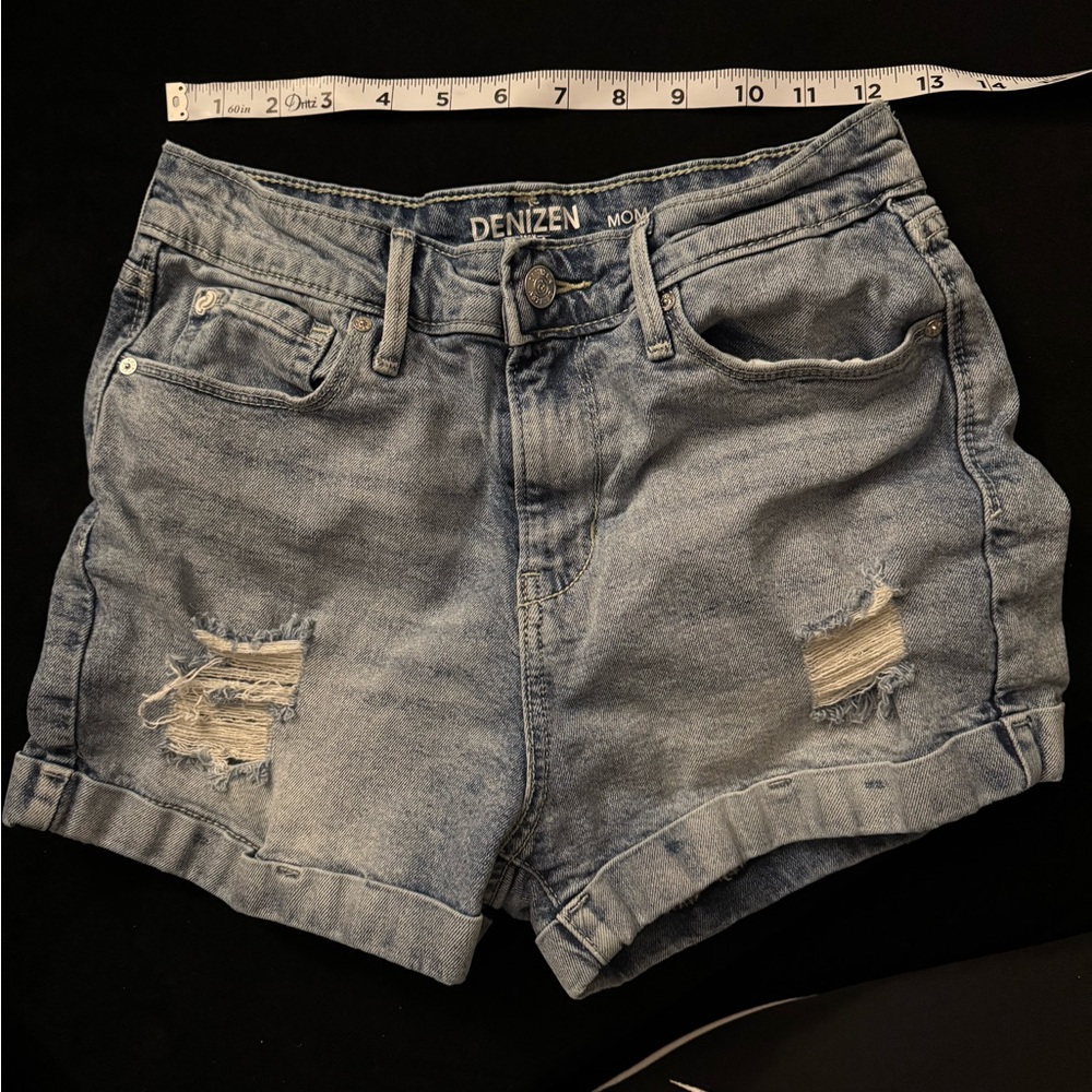 Denizen by Levi’s Mom Shorts - Distressed High Rise Jean Shorts, Light Wash